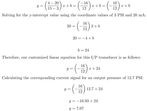 Example of 3-15 psi to 4-20mA Conversion | Instrumentation Formulas