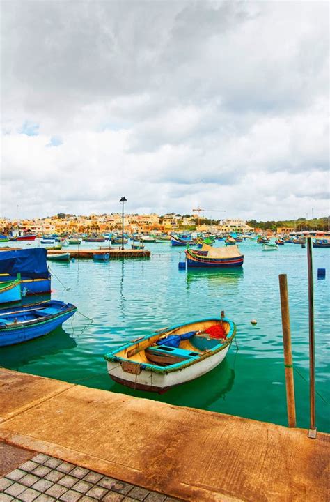 Luzzu Boats Marsaxlokk Port in Bay Mediterranean Sea Malta Stock Photo - Image of europe ...