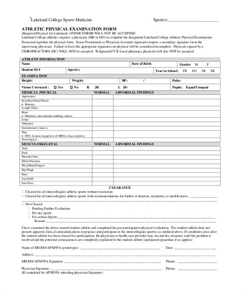 FREE 8+ Sample Sports Physical Forms in PDF | MS Word