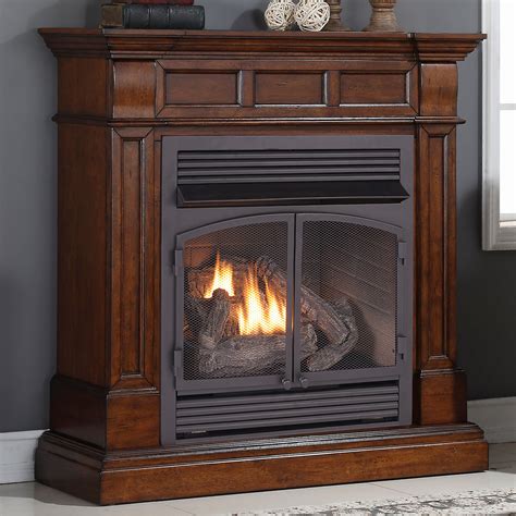 Duluth Forge Dual Fuel Ventless Gas Fireplace - 32,000 BTU, T-Stat. Control, Auburn Cherry ...