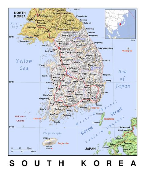 Physical Location Map Of South Korea Shaded Relief Ou - vrogue.co
