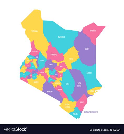 Kenya political map of administrative divisions Vector Image