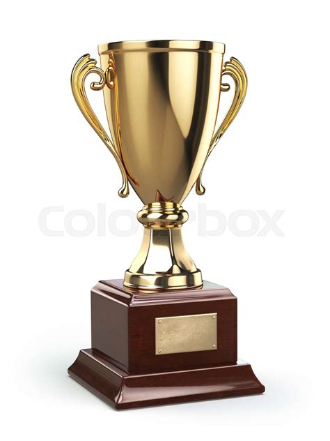 Golden cup trophy isolated on white | Stock image | Colourbox