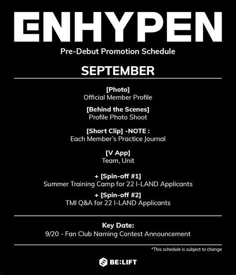 Update: “I-LAND” Group ENHYPEN Shares Promotion Schedule For October