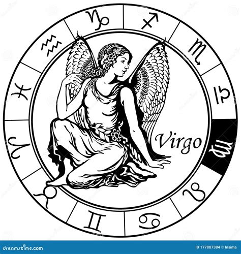 Virgo Astrological Zodiac Sign. Black and White Stock Vector ...