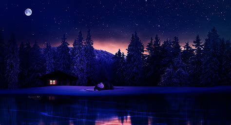 Lake Near House Winter 4k Wallpaper,HD Artist Wallpapers,4k Wallpapers,Images,Backgrounds,Photos ...