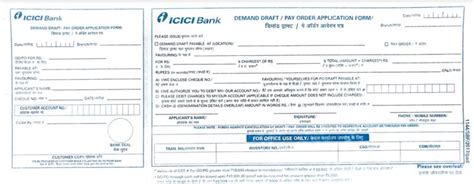 ICICI Bank Demand Draft Form PDF