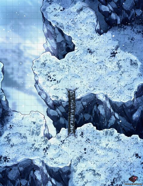 Snowy Mountain Bridge Path - D&D Map for Roll20 And Tabletop - Dice Grimorium