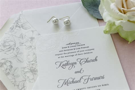 elegant floral letterpress wedding invitations - Miami Florida Wedding