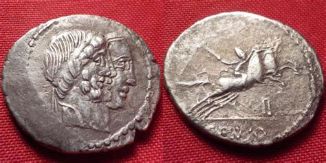 C MARCIUS CENSORINUS AR silver denarius. 88 BC. Jugate heads of two of ...