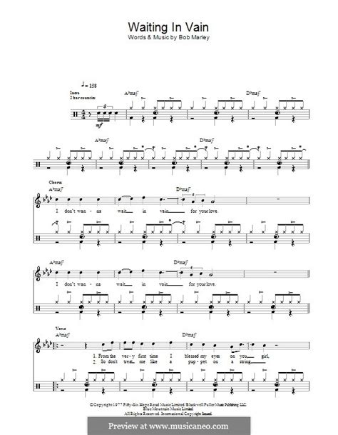 Waiting in Vain by B. Marley - sheet music on MusicaNeo