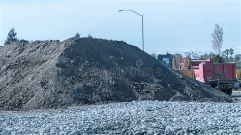 Dirt Pile In Construction Site Stock Photo - Image of cement, blue: 111163298