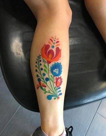 Mexican Folk Art Tattoo Flowers 46 Ideas | Embroidery tattoo, Polish folk art, Tattoos