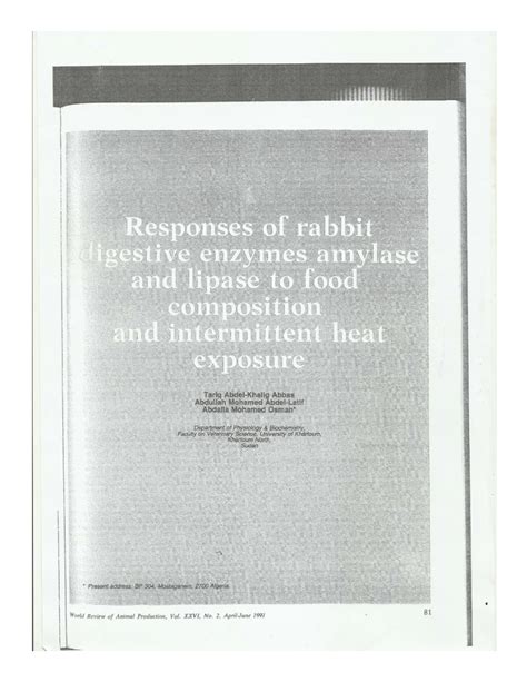 (PDF) Responses of rabbit digestive enzymes : amylase and lipase to food composition and ...