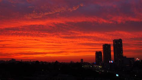 city, buildings, aerial view, dusk, sunset, 4k HD Wallpaper