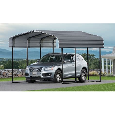 Arrow 10-ft W x 15-ft L x 9-ft H Charcoal Metal Carport with Metal Roof ...