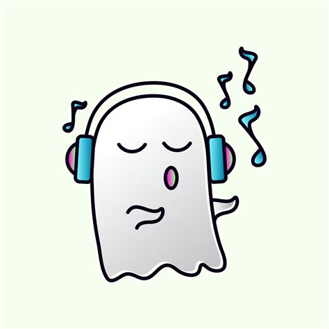 Cute ghost character with headphones illustration 12397605 Vector Art at Vecteezy