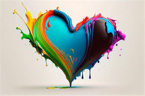 Premium Photo | Colorful paint love heart shape for valentine's day generative ai