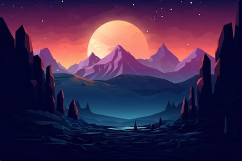 Dark new retro cyberpunk background with mountains | Premium AI ...