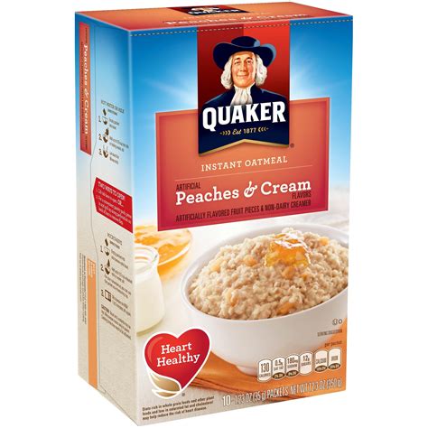 Quaker Instant Oatmeal, Peaches & Cream, 10 Packets - Walmart.com