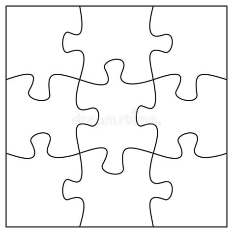 Modèle De 9 Pièces Aux Casse-têtes Neuf Pièces De Puzzle Interconnectés Illustration de Vecteur ...