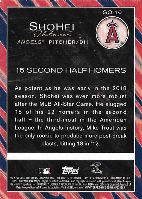 2019 Topps Update - Shohei Ohtani Highlights #SO-16 Shohei Ohtani | Trading Card Database