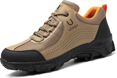 Safety Shoes Men Lightweight Breathable Steel Toe Work Shoes Summer Brown Size: 12.5 UK: Amazon ...