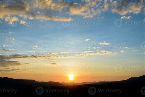 Silhouette sunrise at mountains 29934349 Stock Photo at Vecteezy