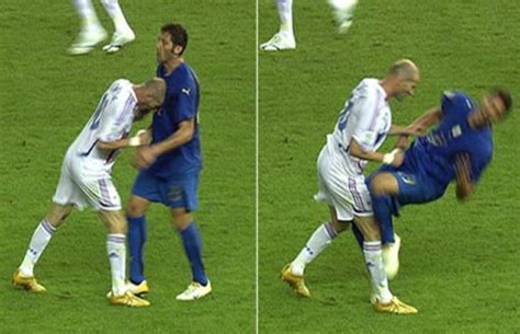 Zinedine Zidane headbutts Marco Materazzi in World Cup Final. - The 50 Most Unsportsmanlike Acts ...