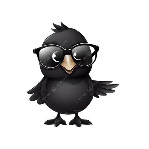 Cute Funny Black Bird With Sunglasses Cartoon, Animal, Comic, Cool PNG Transparent Image and ...