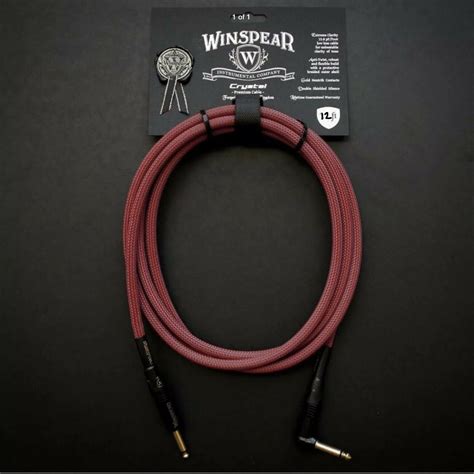 Winspear Instrumental Co Crystal Premium Guitar Cable 12’ Blood Red RA ...