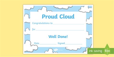 Proud Cloud Certificate (teacher made)