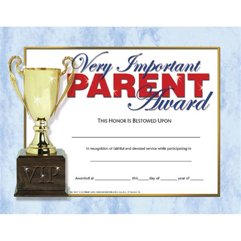 Very Important Parent Award, 8-1/2" x 11", 30/pkg - H-VA641 | Flipside | Certificates