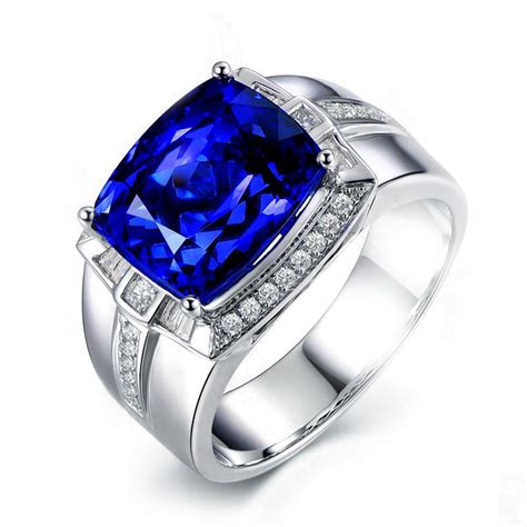 8.95ct Natural Blue Tanzanite in 18K Gold Ring | Mens gemstone rings, Rings for men, Men diamond ...