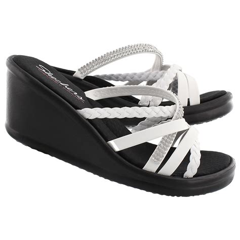 Skechers Women's WILD CHILD white wedge sandals