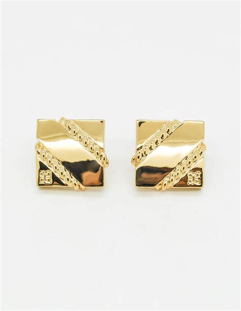 Givenchy Vintage Gold Square Logo Earrings - from Amarcord Vintage Fashion