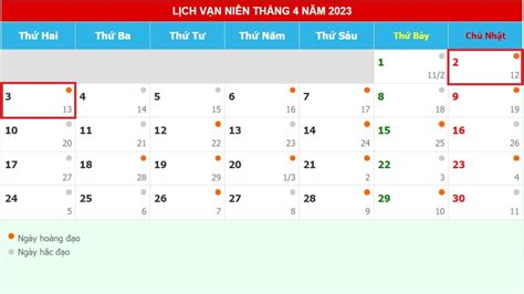 Lịch âm tháng 4 năm 2023: Xem lịch âm dương ngày giờ tốt xấu