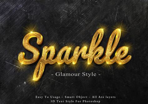 Efeito de estilo de texto de brilho de ouro 3d | PSD Premium | Sparkle text, Text style, Gold text