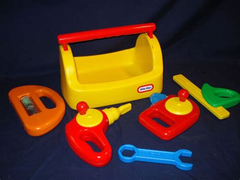 SET OF 6 LITTLE TIKES TOOLS SQUARE LEVEL DRILL WRENCH TAPE MEASURE TOOL BOX | Little tikes ...