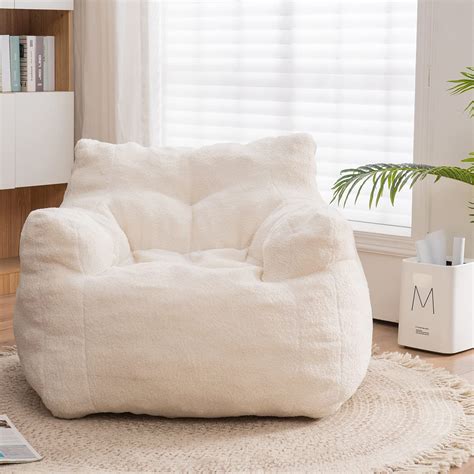 Recaceik Bean Bag Chairs, Tufted Soft Stuffed Bean Bag Chair with Filler, Fluffy Lazy Sofa ...