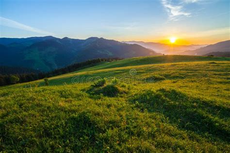 Beautiful Summer Sunrise in Mountains. Stock Image - Image of ...