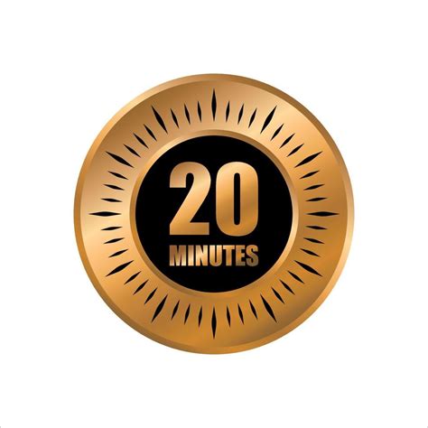 20 timer minutes symbol style isolated on white background. time gold label 16703073 Vector Art ...