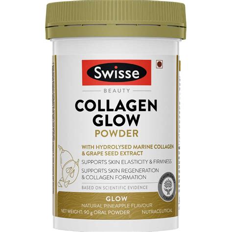 Swisse Beauty Collagen Glow Powder with Hydrolised Marine Collagen and Grape Seed Extract ...