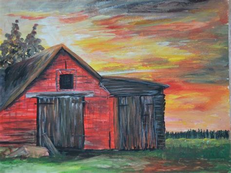 Red Barn Painting by Debra Caudill Foster | Saatchi Art