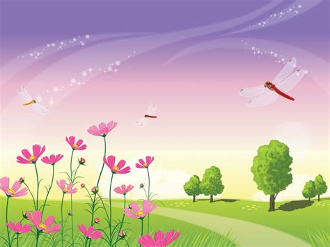 Beautiful Nature Scene Powerpoint Templates - Fuchsia / Magenta, Green ...