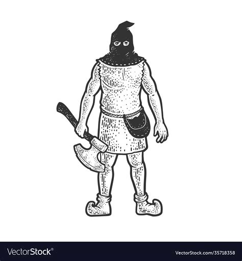 Medieval executioner sketch Royalty Free Vector Image