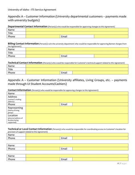 Service Level Agreement (SLA) Template in Pdf and Word formats - page 4 of 5