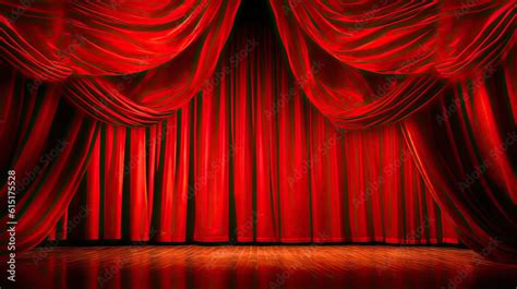 Velvet curtains and wooden stage floor Stock Illustration | Adobe Stock