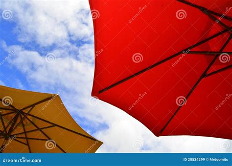 Colorful Umbrellas at the Beach Stock Image - Image of cloudy, orange: 20534299