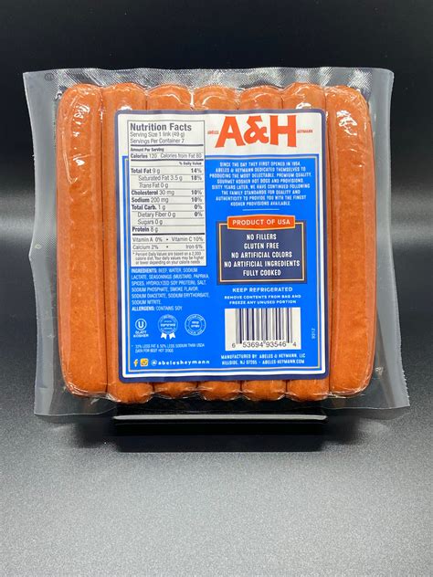 A & H All Beef Reduced Fat & Sodium Kosher Hot Dogs 12 oz. – Shop ...